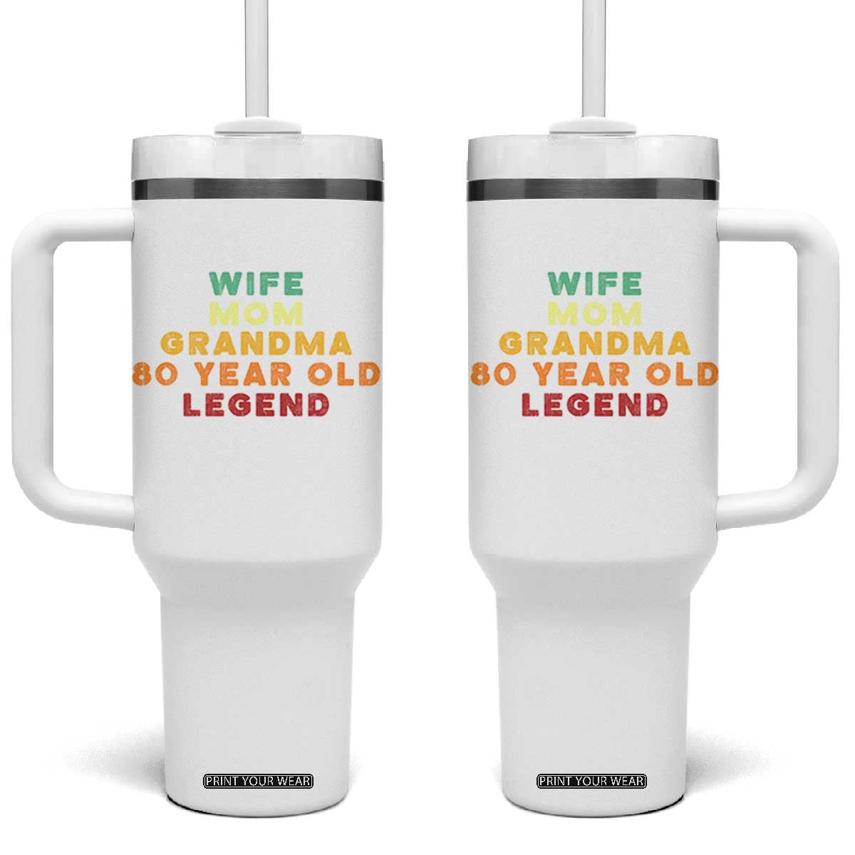 80th Birthday Gifts For Women Tumbler With Handle Wife Mom Grandma 80 Year Old Legend TS10 One Size: 40 oz White Print Your Wear