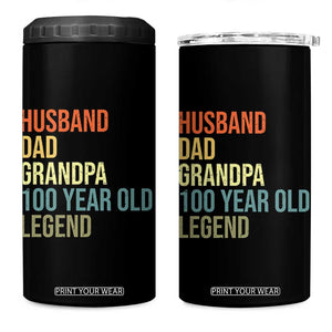 100th Birthday 4 in 1 Can Cooler Tumbler Husband Dad Grandpa 100 Year Old Legend TS10 One Size: 16 oz Black Print Your Wear