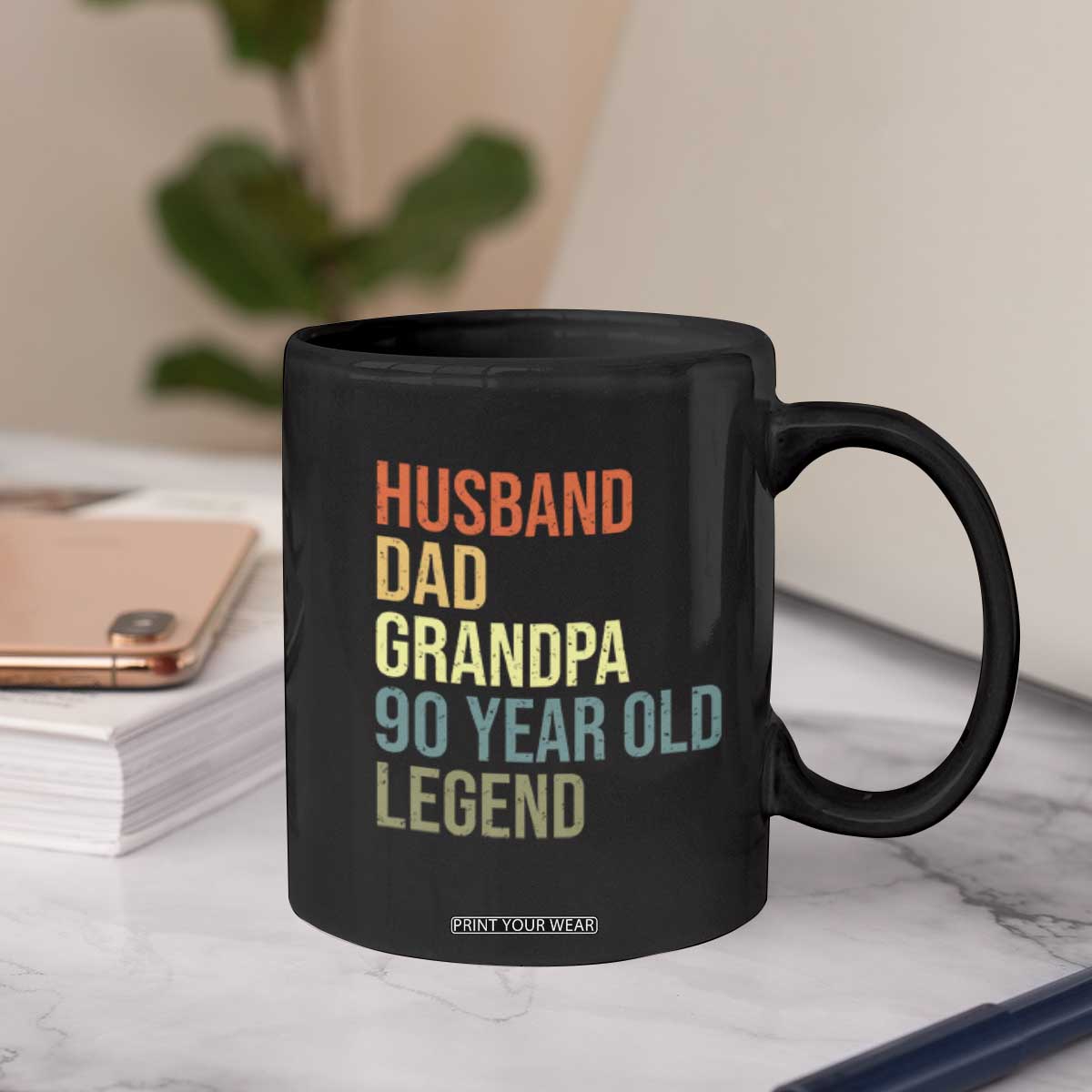 90th Birthday Coffee Mug Husband Dad Grandpa 90 Year Old Legend TS10 Print Your Wear