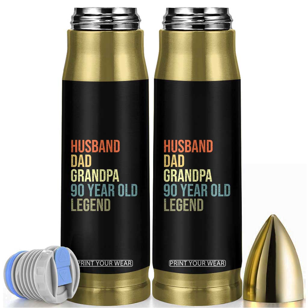 90th Birthday Bullet Tumbler Husband Dad Grandpa 90 Year Old Legend TS10 Black Print Your Wear