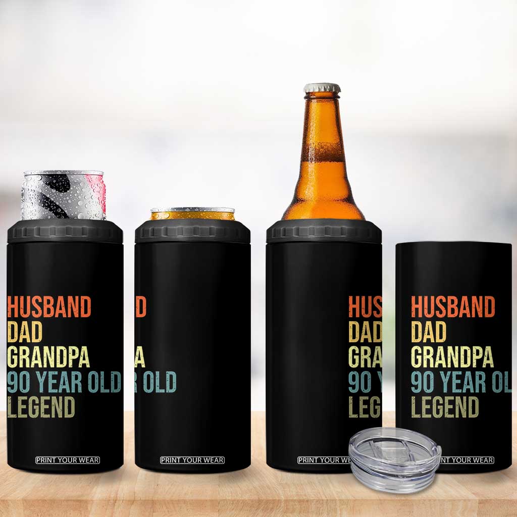 90th Birthday 4 in 1 Can Cooler Tumbler Husband Dad Grandpa 90 Year Old Legend TS10 Print Your Wear
