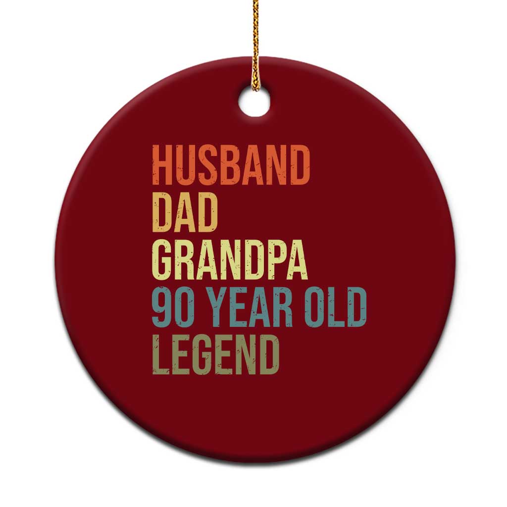 90th Birthday Ceramic Ornament Husband Dad Grandpa 90 Year Old Legend TS10 1pc Red Print Your Wear