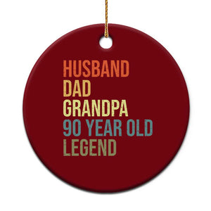 90th Birthday Ceramic Ornament Husband Dad Grandpa 90 Year Old Legend TS10 1pc Red Print Your Wear
