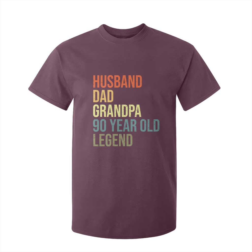 90th Birthday T Shirt For Kid Husband Dad Grandpa 90 Year Old Legend TS10 Maroon Print Your Wear