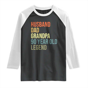 90th Birthday Raglan Shirt Husband Dad Grandpa 90 Year Old Legend TS10 Black White Print Your Wear