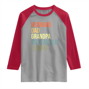 90th Birthday Raglan Shirt Husband Dad Grandpa 90 Year Old Legend TS10 Sport Gray Red Print Your Wear