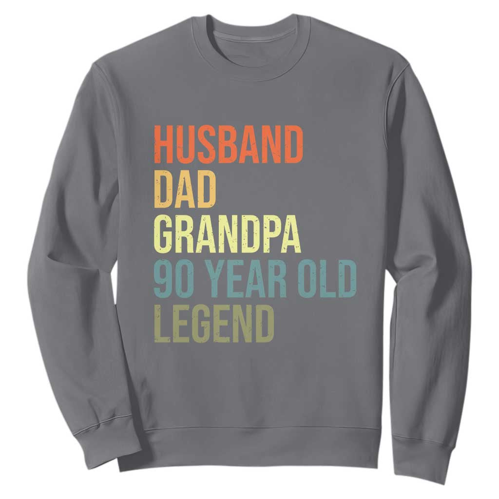 90th Birthday Sweatshirt Husband Dad Grandpa 90 Year Old Legend TS10 Charcoal Print Your Wear