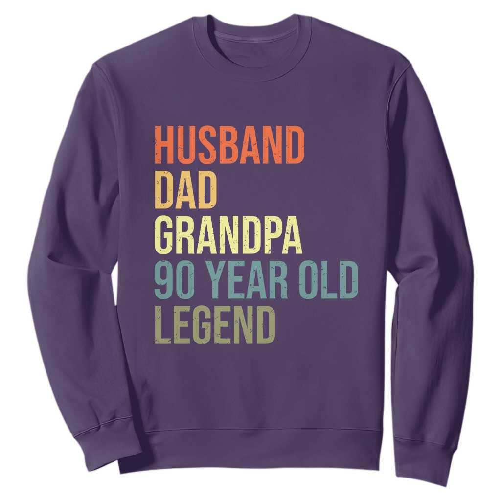 90th Birthday Sweatshirt Husband Dad Grandpa 90 Year Old Legend TS10 Purple Print Your Wear