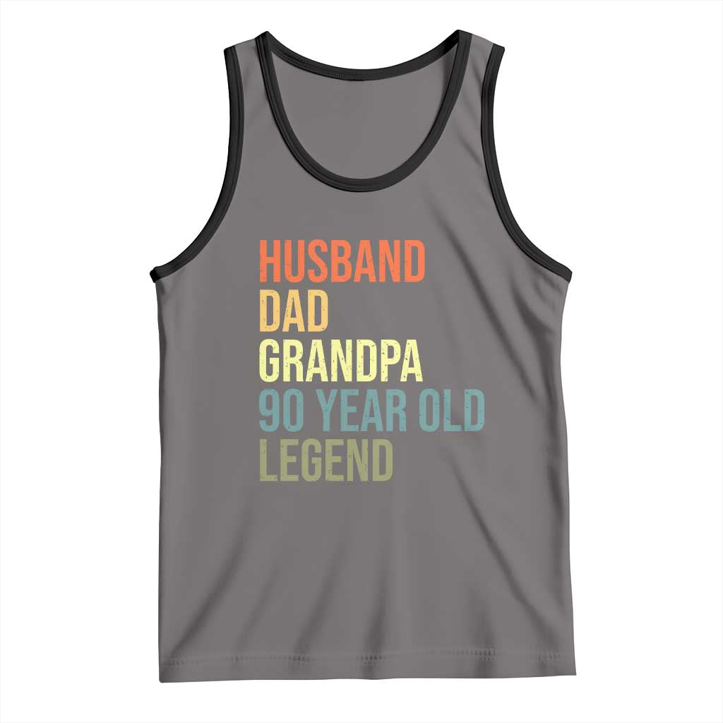 90th Birthday Tank Top Husband Dad Grandpa 90 Year Old Legend TS10 Deep Heather Black Print Your Wear