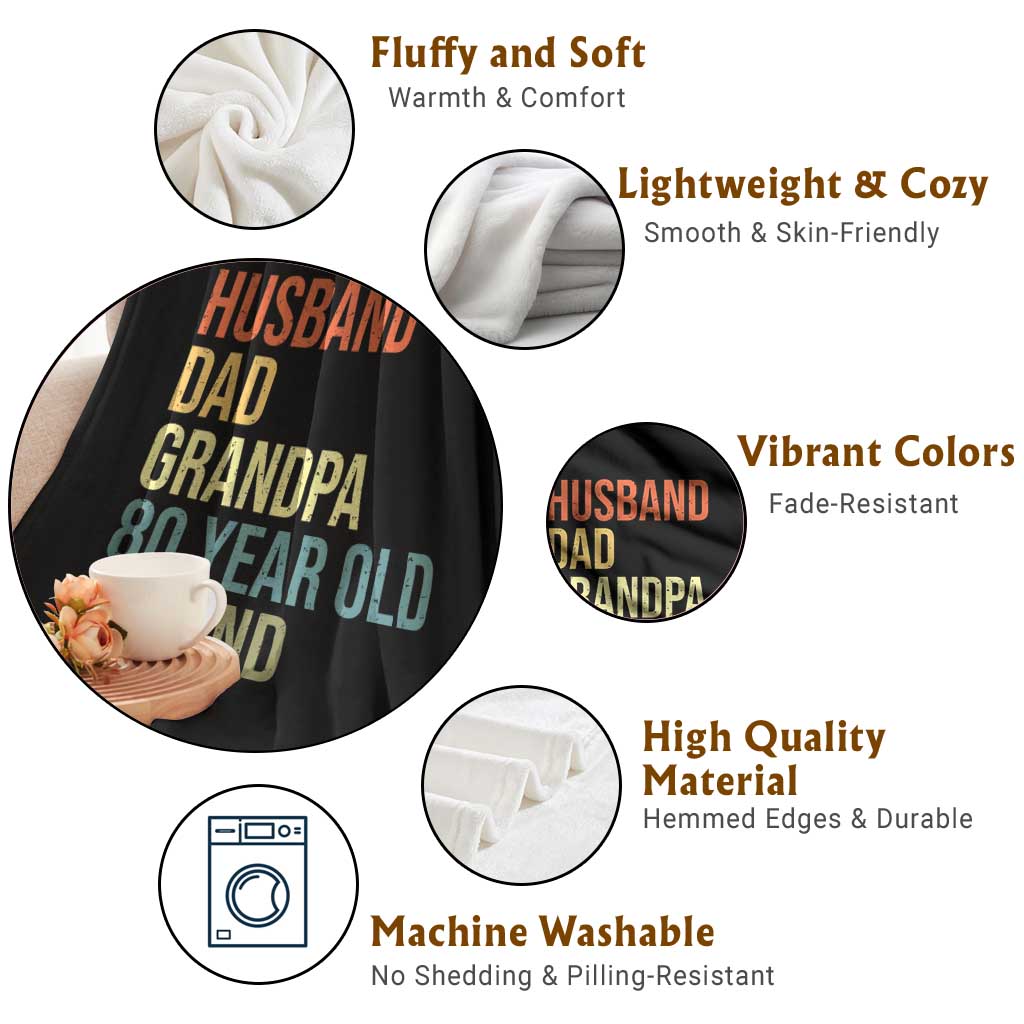 80th Birthday Throw Blanket Husband Dad Grandpa 80 Year Old Legend TS10 Print Your Wear