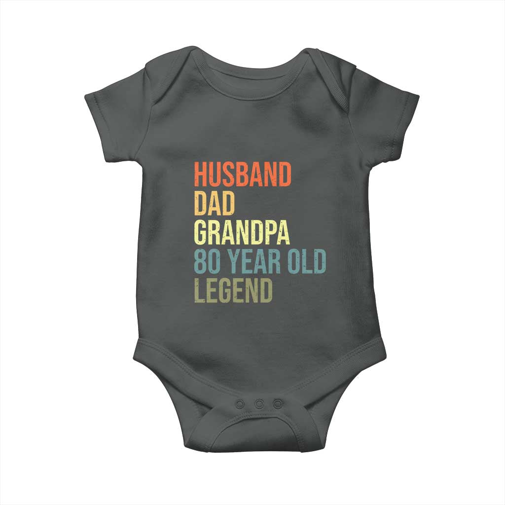 80th Birthday Baby Onesie Husband Dad Grandpa 80 Year Old Legend TS10 Dark Heather Print Your Wear