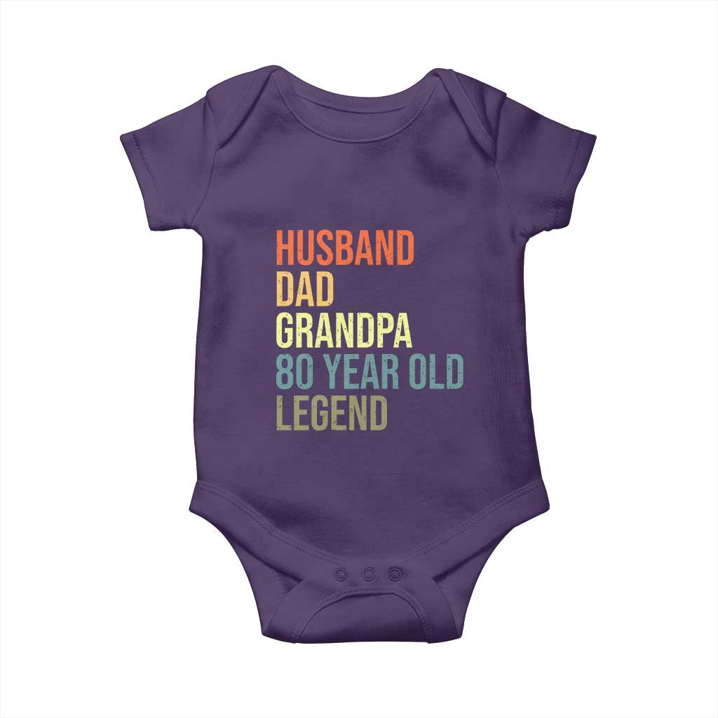 80th Birthday Baby Onesie Husband Dad Grandpa 80 Year Old Legend TS10 Purple Print Your Wear