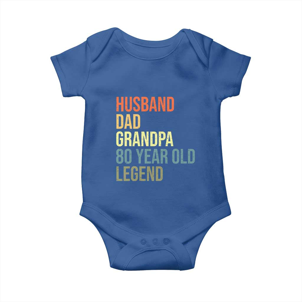 80th Birthday Baby Onesie Husband Dad Grandpa 80 Year Old Legend TS10 Royal Blue Print Your Wear