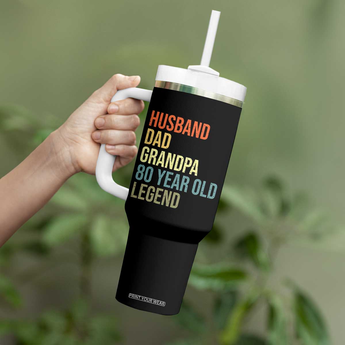 80th Birthday Tumbler With Handle Husband Dad Grandpa 80 Year Old Legend TS10 Print Your Wear