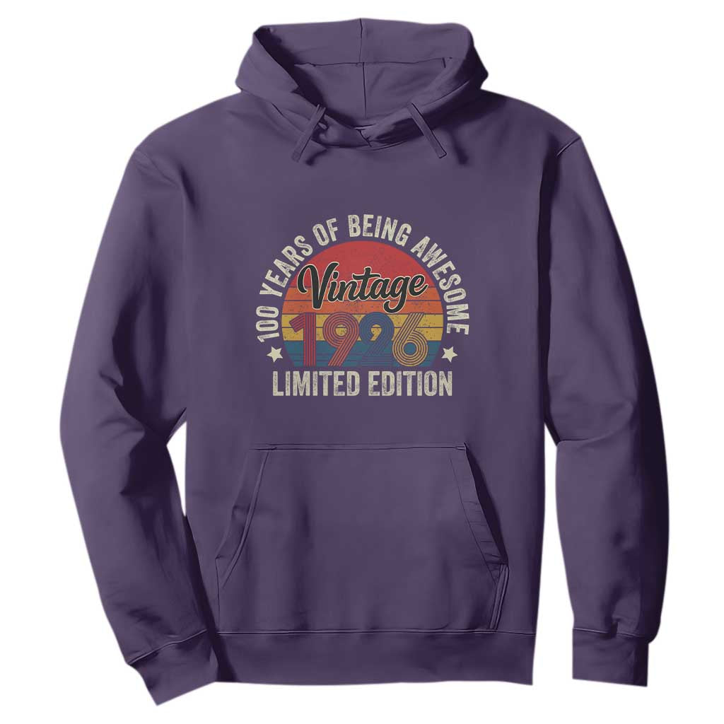 Funny 100th Birthday Hoodie Vintage 1926 Limited Edition 50 Year Old Bday Gifts TS10 Purple Print Your Wear