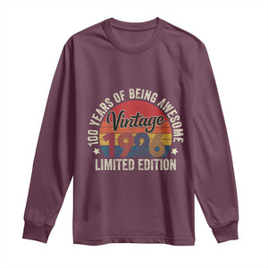 Funny 100th Birthday Long Sleeve Shirt Vintage 1926 Limited Edition 50 Year Old Bday Gifts TS10 Maroon Print Your Wear