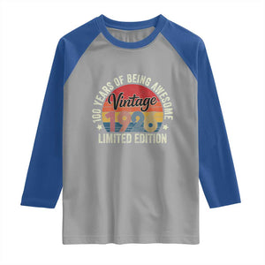 Funny 100th Birthday Raglan Shirt Vintage 1926 Limited Edition 50 Year Old Bday Gifts TS10 Sport Gray Royal Print Your Wear