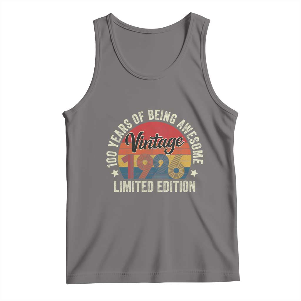 Funny 100th Birthday Tank Top Vintage 1926 Limited Edition 50 Year Old Bday Gifts TS10 Deep Heather Print Your Wear