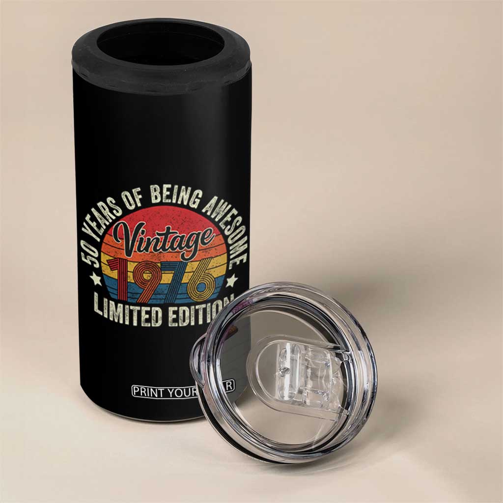 Funny 50th Birthday 4 in 1 Can Cooler Tumbler Vintage 1976 Limited Edition 50 Year Old Bday Gifts TS10 Print Your Wear