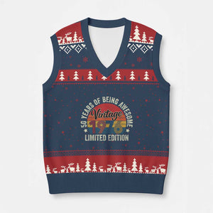 Funny 50th Birthday V-Neck Knit Sweater Vest Vintage 1976 Limited Edition 50 Year Old Bday Gifts TS10 Navy Red Print Your Wear