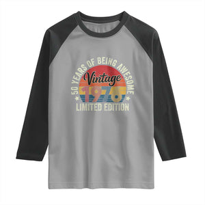 Funny 50th Birthday Raglan Shirt Vintage 1976 Limited Edition 50 Year Old Bday Gifts TS10 Sport Gray Black Print Your Wear