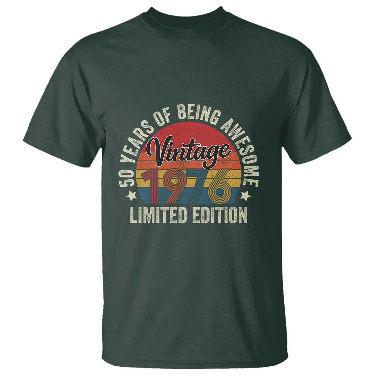 Funny 50th Birthday T Shirt Vintage 1976 Limited Edition 50 Year Old Bday Gifts TS10 Dark Forest Green Print Your Wear