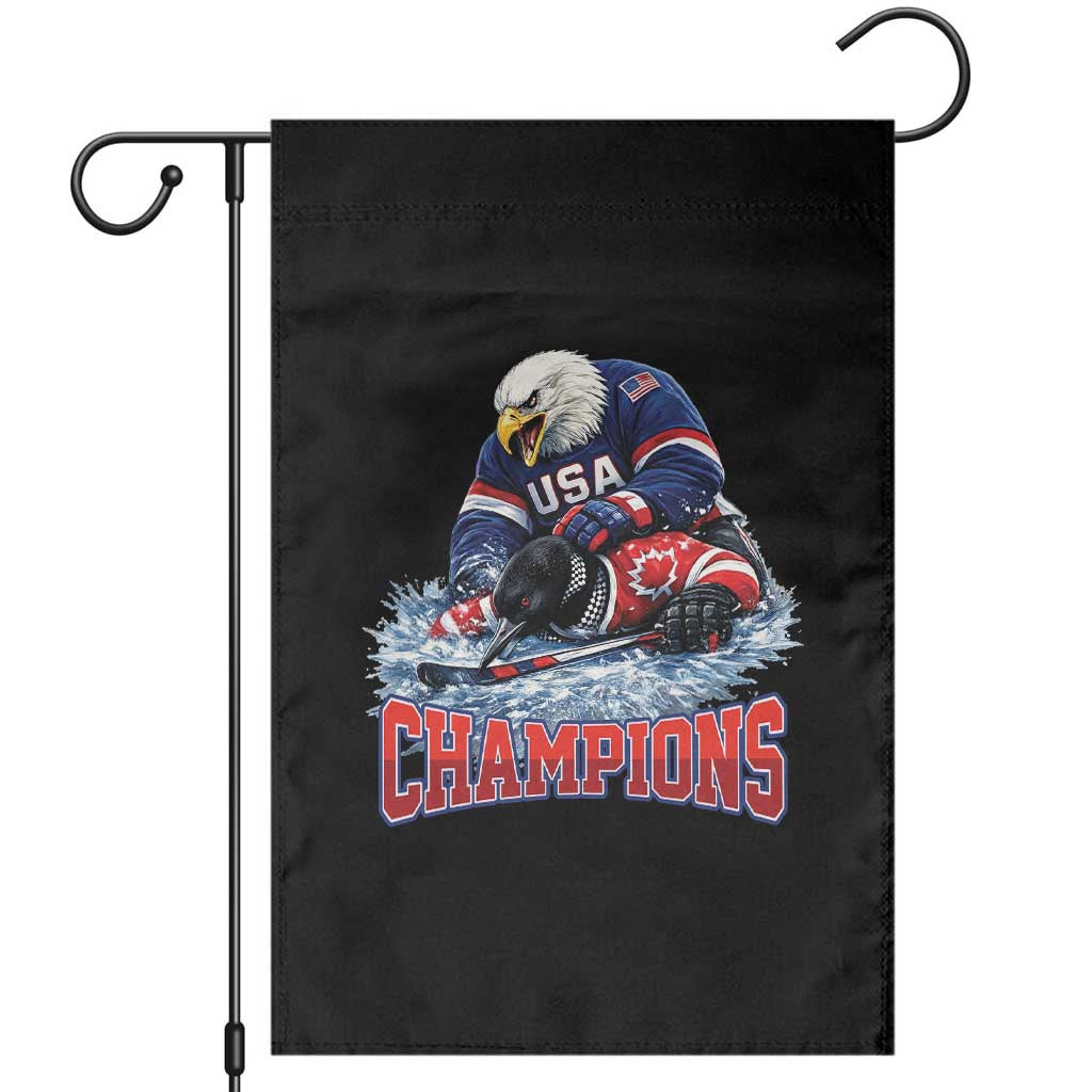 USA Ice Hockey Garden Flag Eagle Dominates Canada 2026 Hockey Champions TS10 Black Print Your Wear