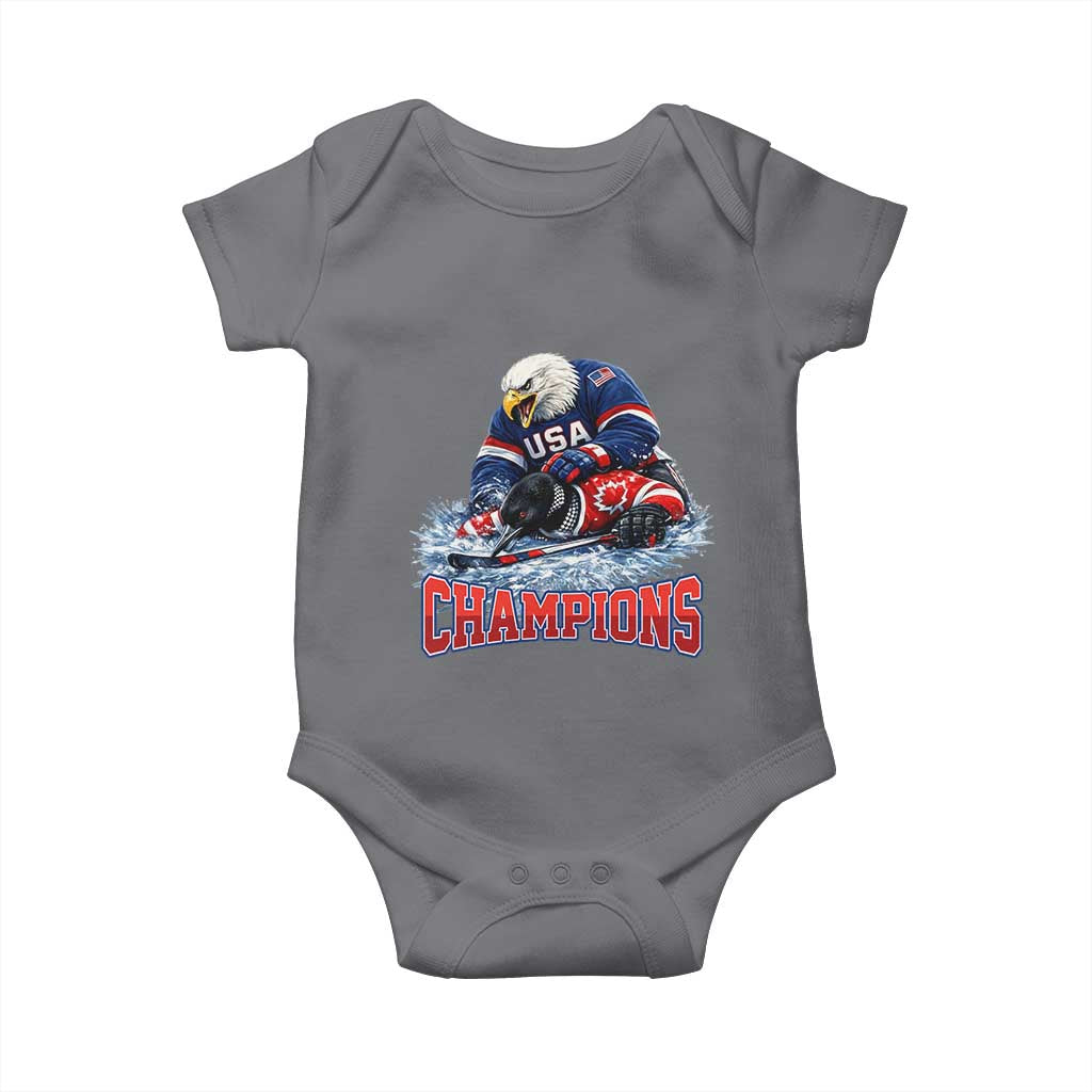 USA Ice Hockey Baby Onesie Eagle Dominates Canada 2026 Hockey Champions TS10 Charcoal Print Your Wear