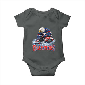 USA Ice Hockey Baby Onesie Eagle Dominates Canada 2026 Hockey Champions TS10 Dark Heather Print Your Wear