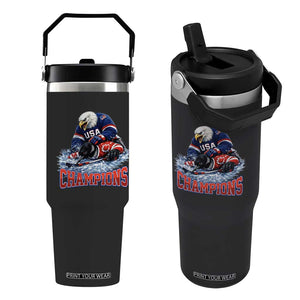 USA Ice Hockey Flip Straw Tumbler Eagle Dominates Canada 2026 Hockey Champions TS10 One Size: 30 oz Black Print Your Wear