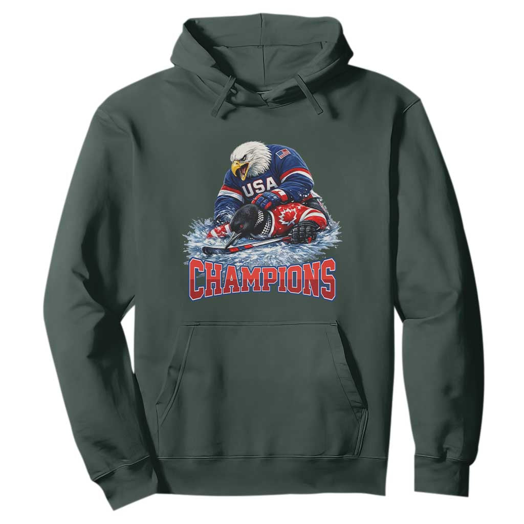 USA Ice Hockey Hoodie Eagle Dominates Canada 2026 Hockey Champions TS10 Dark Forest Green Print Your Wear