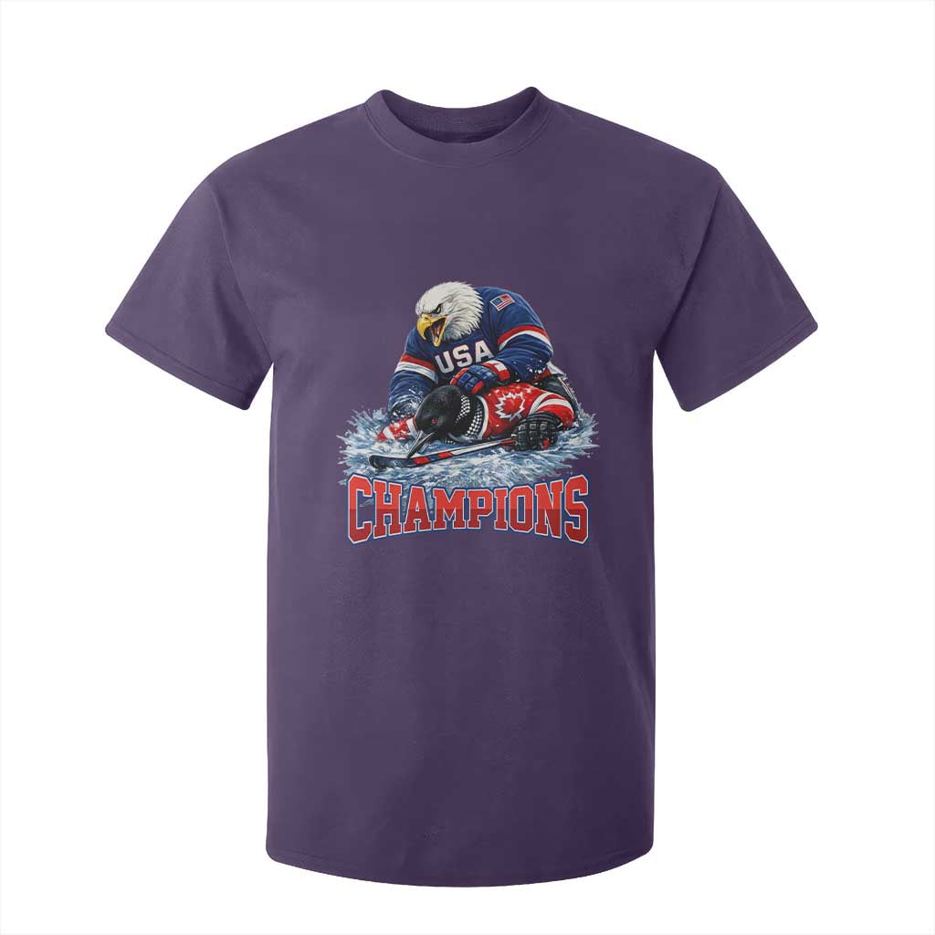 USA Ice Hockey T Shirt For Kid Eagle Dominates Canada 2026 Hockey Champions TS10 Purple Print Your Wear