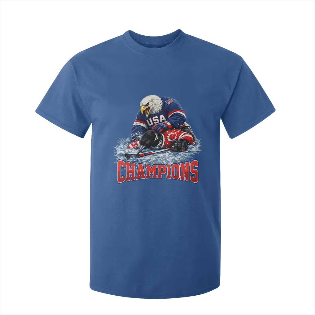 USA Ice Hockey T Shirt For Kid Eagle Dominates Canada 2026 Hockey Champions TS10 Royal Blue Print Your Wear