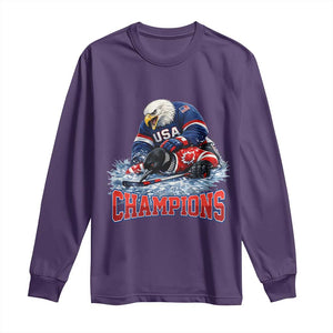 USA Ice Hockey Long Sleeve Shirt Eagle Dominates Canada 2026 Hockey Champions TS10 Purple Print Your Wear