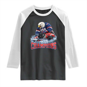 USA Ice Hockey Raglan Shirt Eagle Dominates Canada 2026 Hockey Champions TS10 Black White Print Your Wear