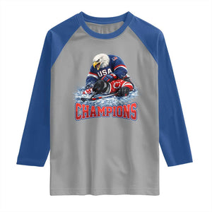 USA Ice Hockey Raglan Shirt Eagle Dominates Canada 2026 Hockey Champions TS10 Sport Gray Royal Print Your Wear