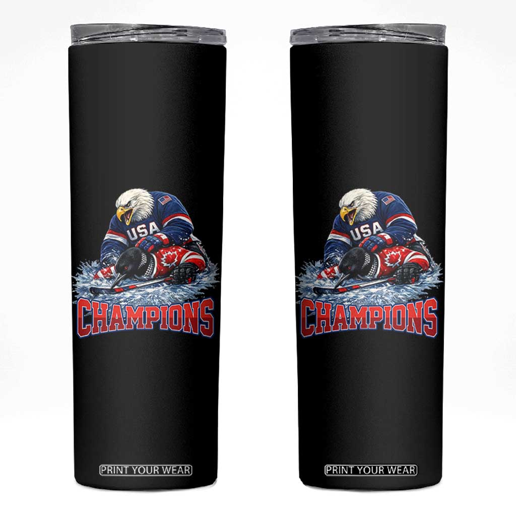 USA Ice Hockey Skinny Tumbler Eagle Dominates Canada 2026 Hockey Champions TS10 Black Print Your Wear