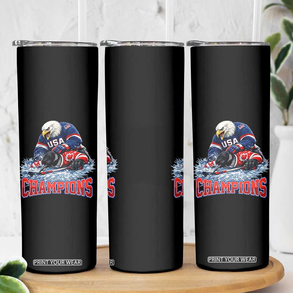 USA Ice Hockey Skinny Tumbler Eagle Dominates Canada 2026 Hockey Champions TS10 Print Your Wear