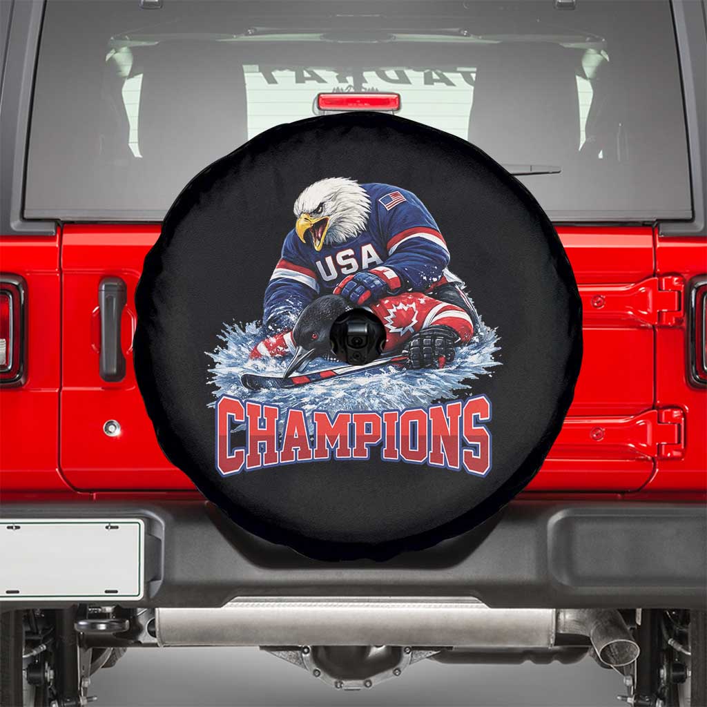 USA Ice Hockey Spare Tire Cover Eagle Dominates Canada 2026 Hockey Champions TS10 Black Print Your Wear