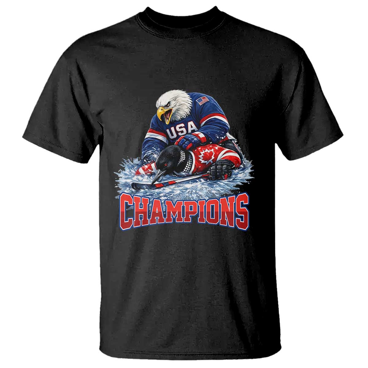 USA Ice Hockey T Shirt Eagle Dominates Canada 2026 Hockey Champions TS10 Black Print Your Wear