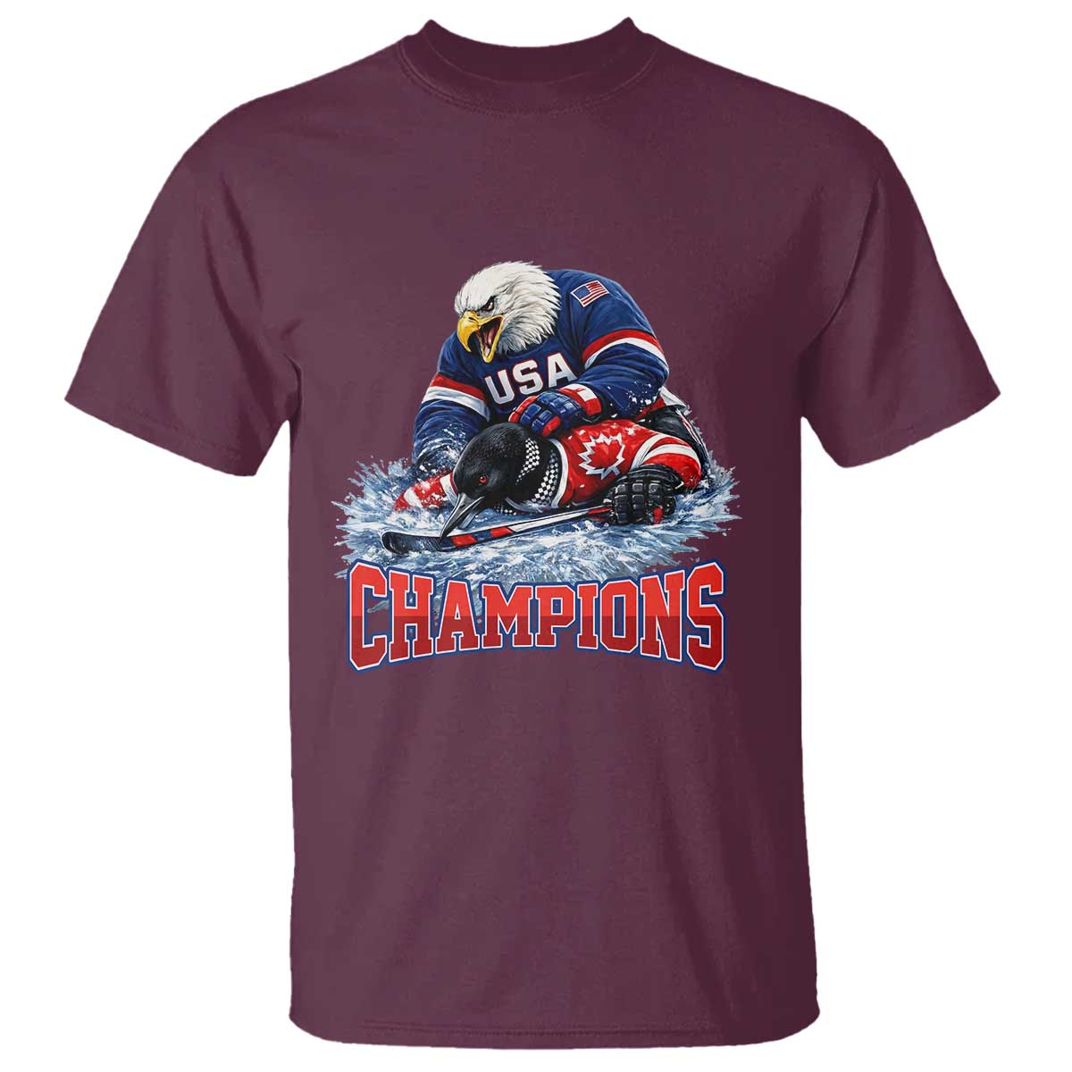 USA Ice Hockey T Shirt Eagle Dominates Canada 2026 Hockey Champions TS10 Maroon Print Your Wear