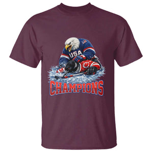 USA Ice Hockey T Shirt Eagle Dominates Canada 2026 Hockey Champions TS10 Maroon Print Your Wear