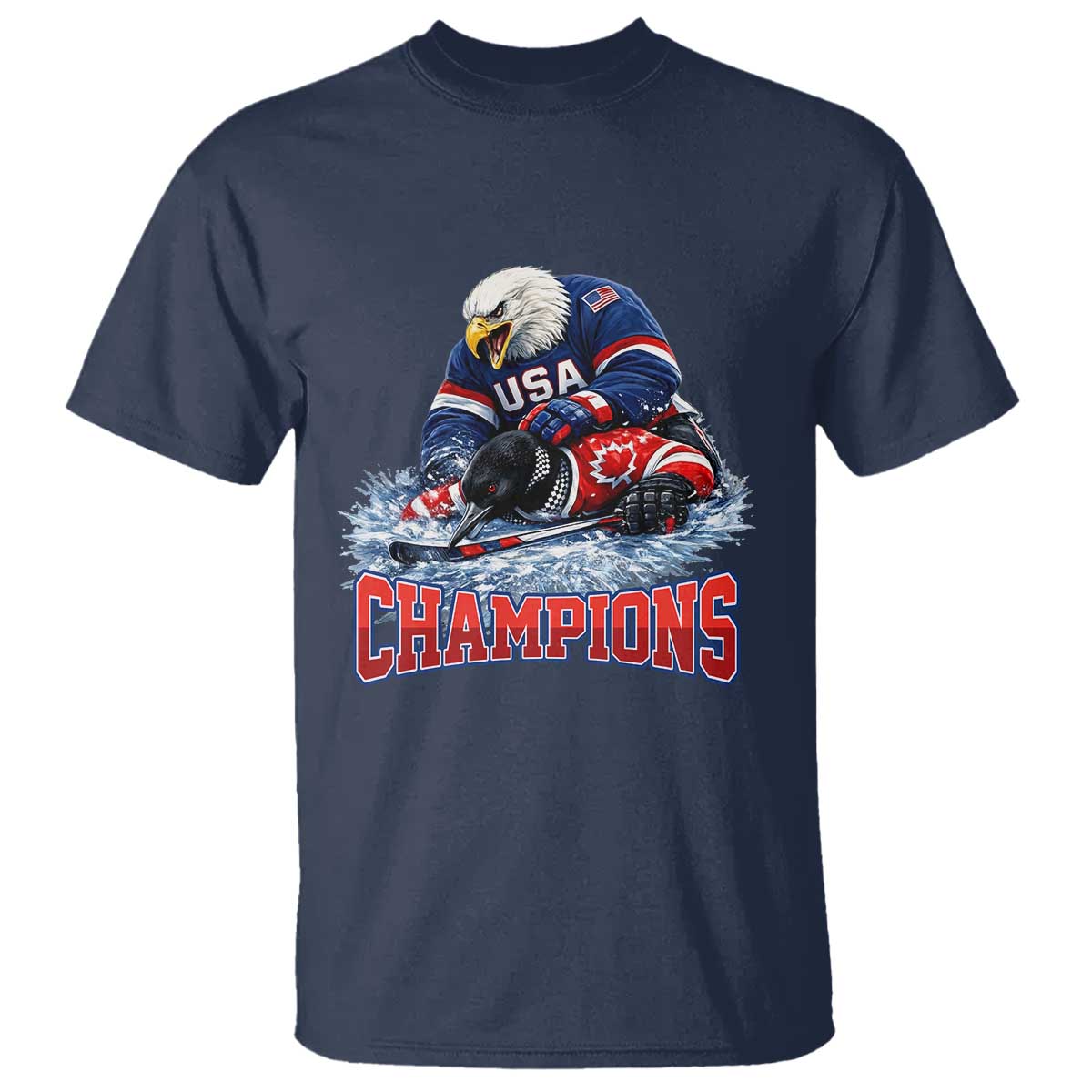 USA Ice Hockey T Shirt Eagle Dominates Canada 2026 Hockey Champions TS10 Navy Print Your Wear
