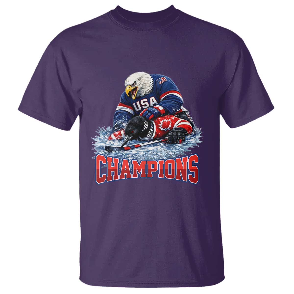 USA Ice Hockey T Shirt Eagle Dominates Canada 2026 Hockey Champions TS10 Purple Print Your Wear