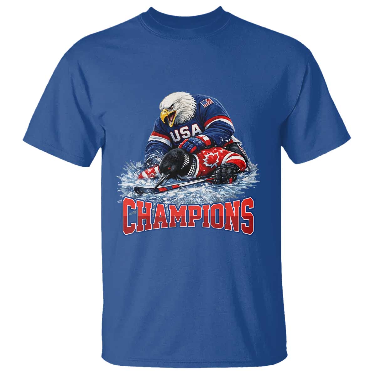 USA Ice Hockey T Shirt Eagle Dominates Canada 2026 Hockey Champions TS10 Royal Blue Print Your Wear