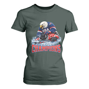 USA Ice Hockey T Shirt For Women Eagle Dominates Canada 2026 Hockey Champions TS10 Dark Forest Green Print Your Wear