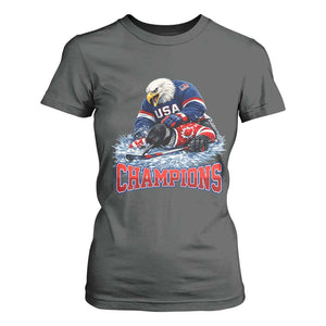 USA Ice Hockey T Shirt For Women Eagle Dominates Canada 2026 Hockey Champions TS10 Dark Heather Print Your Wear