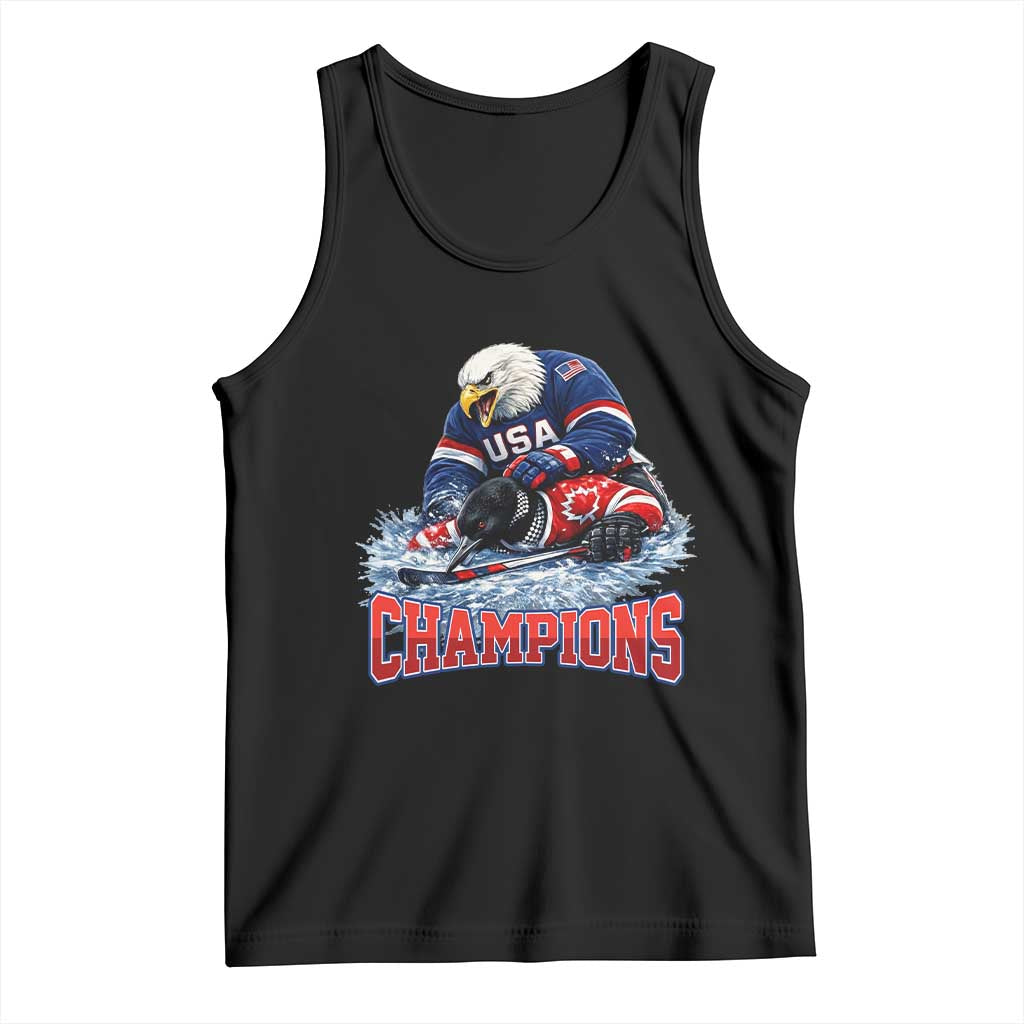 USA Ice Hockey Tank Top Eagle Dominates Canada 2026 Hockey Champions TS10 Black Print Your Wear