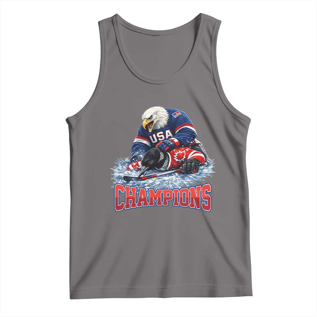 USA Ice Hockey Tank Top Eagle Dominates Canada 2026 Hockey Champions TS10 Deep Heather Print Your Wear