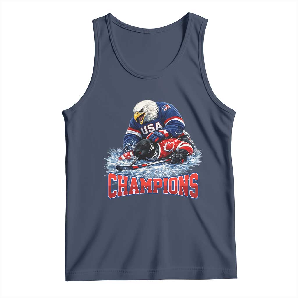USA Ice Hockey Tank Top Eagle Dominates Canada 2026 Hockey Champions TS10 Navy Print Your Wear